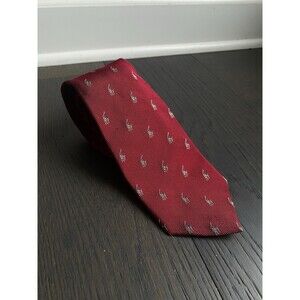 Polo Ralph Lauren Tie Mens RED Hand Made in Italy Silk Polo Player Print